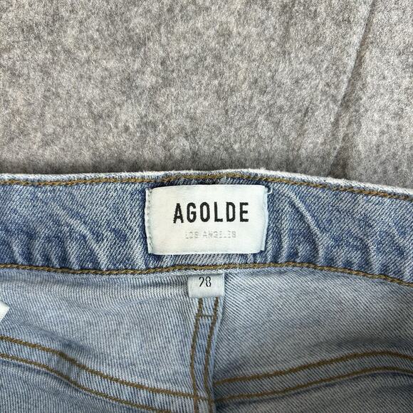 Agolde Jeans Womens 28 Blue Denim Wilder Mid Rise Straight Distressed Organic - Picture 11 of 12